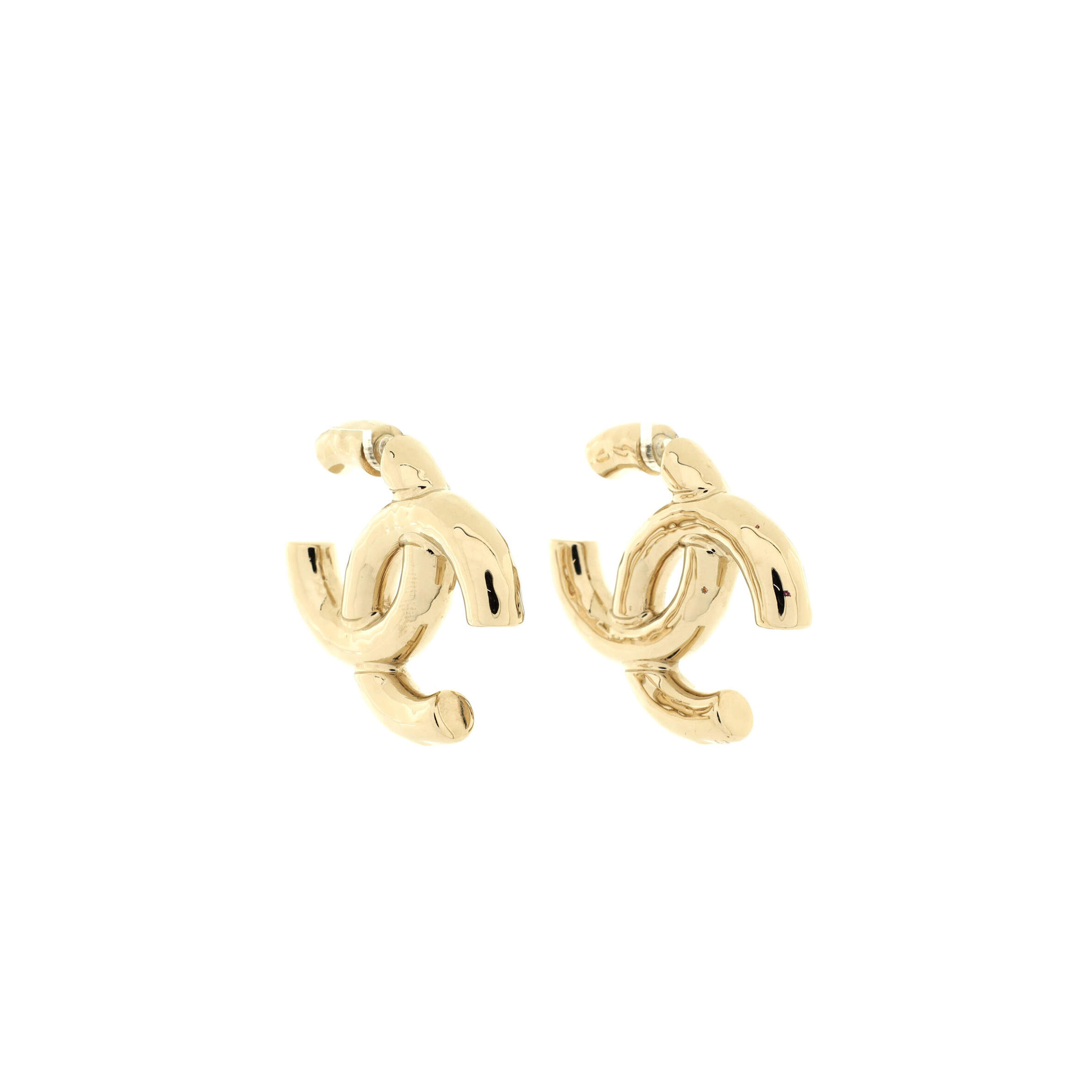 Ch**el classic cc dangle hoop earrings metal large